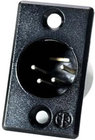 4-pin XLRM Rectangular Panel Connector, Black with Gold Contacts