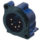 5-pin Male XLR Panel Receptacle, Black, Vertical PCB Mount