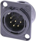 6-pin XLRM Panel Receptacle, Black with Gold Contacts