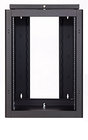 Swing Open Wall Mount 16 Unit Rack with Fixed Rails, 22" Deep, Black