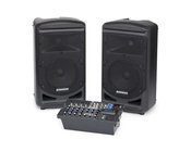 8" Stereo 2-Way Portable PA Monitors 400W with Bluetooth and 8-Channel Mixer