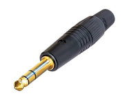 1/4" TRS Cable Connector with Gold Contacts and Black Shell