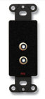 Dual Phono Jacks On Decora Wall Plate, Solder Type, Black