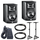 LSR305 Stand Pack 2 Studio Monitors with Monitor Stands and Accessories