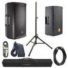 EON615 Kit 15&quot; 2-Way Powered Loudspeaker with Cover, XLR Cable, Speaker Stands, Extension Cable, and Surge Suppressor