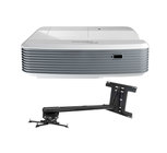 3500 Lumen 1080p DLP Ultra Short Throw Projector with Arm Mount and Cable