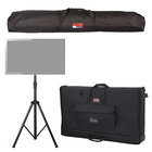 Package with a Deluxe Tripod LCD/LED Stand, a Speaker Stand Bag, and a Large Padded LCD Transport Bag