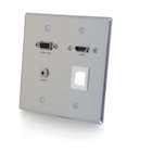 RapidRun VGA + 3.5mm Audio Double Gang Wall Plate with HDMI Pass Through and One Keystone