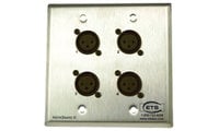ke Double Gang Brushed Steel Wall Plate, (4) XLRF to 110 Punchdown
