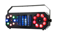 4-in-1 Effect Fixture-LED Wash FX, Gobo Moonflower, Derby and Red / Green Laser