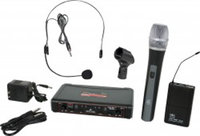 EXDR UHF Wireless Dual Combo System, Body Pack with Headworn Mic, Handheld Transmitter / Mic