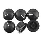 Kit #98 6x Black Skirted Knobs for 1/4&quot; D-Shaft with White Indicator Mark