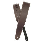 2.5" Wide Brown Leather Guitar Strap with Contrast Stitching