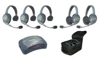 Eartec UltraLITE/HUB Full Duplex Wireless Intercom System w/ 5 Headsets