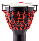 14"Thai Oak Djembe in Gloss Black with Red Ropes