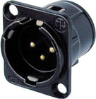 D Series 3-pin XLRM Panel Mount Connector with Gold Contacts