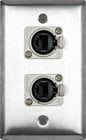 2-Gang Stainless Steel Wall Plate with 4 ethercon Connectors