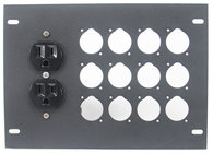 Elite Core FBL-PLATE-12+AC  Insert Plate for FBL Series Floor Box with 12 Mounting Holes and 2 AC Connectors