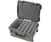 Waterproof Case With Extra Storage and Wheels, Holds 24 Mics