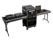 Pro Rack Case with Wheels and Tables, 11 Unit Top Rack, 16 Unit Bottom Rack