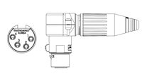 4-pin XLRF AAA Series Right Angle Cable Mount Connector