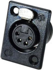 4-pin XLRF Rectangular Panel Connector, Black