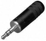 3.5mm Stereo Male Cable Connector with Black Handle, Nickel Plug