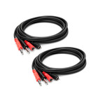 Hosa CPR202-TWO-K  6.6' Dual 1/4" TS Male - Dual RCA Male Audio Cable 2 Pack Bu 