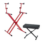 Gator GFW-5100XRED-K  2 Tier X Style Nord Red Stand with Frameworks Bench Bundle 