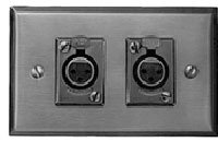 4-pin XLRF Single Gang Wall Plate, 2 Rectangular Connectors