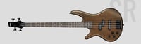 4-String Left-Handed Electric Bass Guitar, Walnut Flat Finish