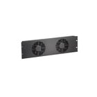 3RU Black Aluminum Two Fan Rack Panel