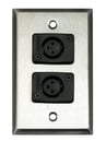 Single Gang Wallplate with 2 XLRF Connectors, Silver