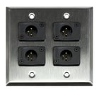 Whirlwind WP2/4MW Dual Gang Wallplate with 4 WC3M XLRM Connectors, Silver