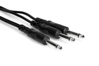 3' 1/4" TS to Dual 1/4" TS Audio Y-Cable