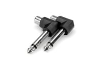 RCA-F to 1/4" TS Right-Angle Audio Adapter, 2 Pack