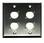 Whirlwind WP2/4NDH  Dual Gang Wallplate with 4 D Series XLR Punches, Silver 