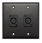Whirlwind WP2B/2FW Dual Gang Black Wallplate with 2 WC3F XLRF Connectors