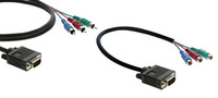 Molded 15-pin HD to 3 RCA (Male-Male) (6')