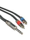 20' Excellines 1/4" TRS to Dual RCA-M Cable