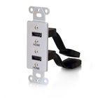 Cables To Go 39875  Dual HDMI Pass Through Decorative Wall Plate - Aluminum 
