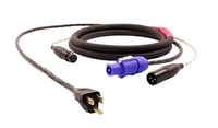 100' Combo Cable with Dual XLR and Blue powercon to Edison