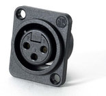 3-pin XLRF Plastic Panel Receptacle, Black