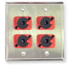 Wall Plate, Dual Gang, with 4 WCQF 1/4" Jacks, Stainless