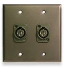 Wall Plate, Dual Gang, with 2 WC3F Female XLRs, 04." Black Aluminum