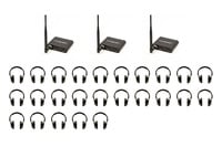 VocoPro SILENTDISCO-325  (3) 3-Channel Wireless Transmitters, (25) LED Headphones 