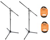Vu MST100-PK2-K 2x Tele Boom Mic Stand and 2x 25' Microphone Cable Bundle