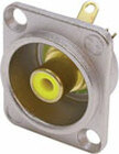 Neutrik NF2D-YELLOW [Restock Item] D Series RCA Jack with Yellow Isolation Washer, Nickel Housing