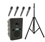 Anchor Go Getter X4 1x XU2 80W Powered Speaker, 4x Wireless Microphones and 1x Stands