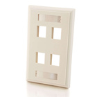 Cables To Go 03413  Four Port Keystone Single Gang Wall Plate, White